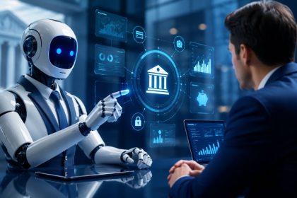 Illustrative image of agentic AI transforming digital banking services.
