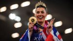 Amy Hunt celebrates her second European gold medal.