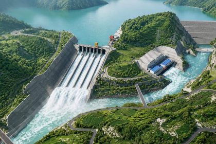 Dasu Dam project in Pakistan with a large hydroelectric dam and reservoir