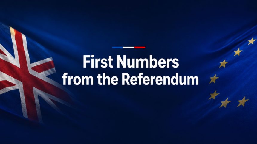 First numbers from the referendum with Icelandic and EU flags.