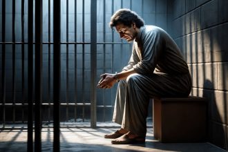 Illustrative image of Imran Khan behind bars