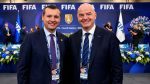 FIFA COO Kevin Lamour and President Gianni Infantino at a FIFA event