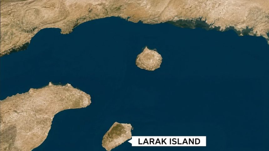 Satellite view of Larak Island in the Persian Gulf.