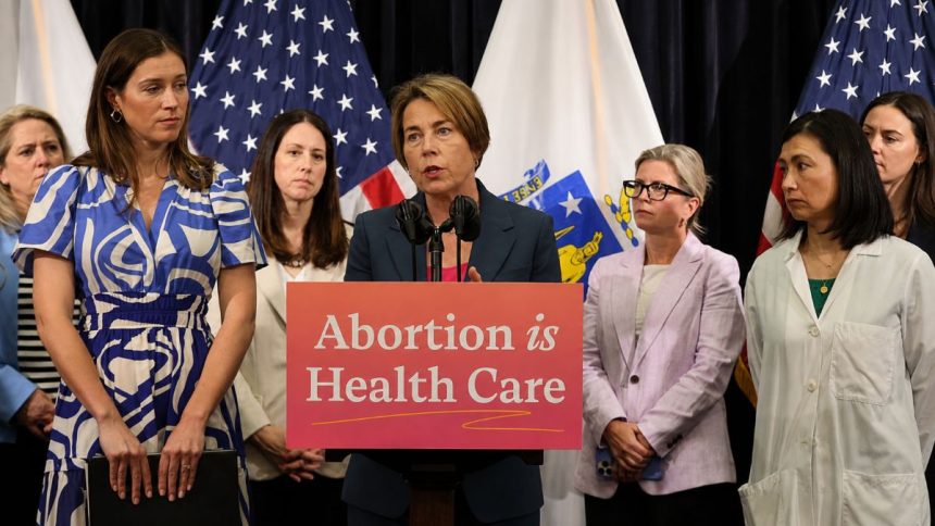 Gov. Maura Healey speaks with abortion rights advocates about mifepristone access