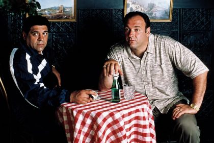 Vincent Pastore and James Gandolfini appear together in a scene from HBO's The Sopranos. Image Edit: HBO / Courtesy: Everett Collection.