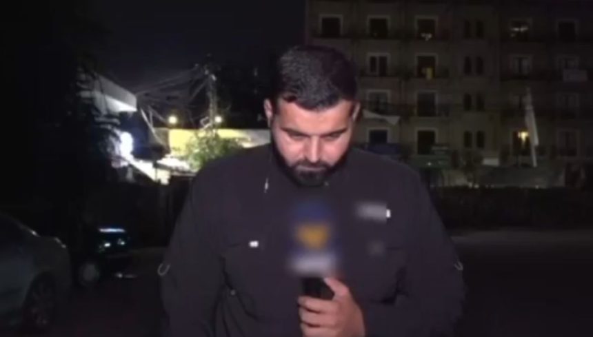 Al-Manar correspondent Ali Shabib and cameraman Mohammed Barjawi near Nabatieh before IDF strike