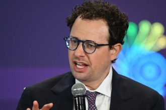 Anthropic CEO Dario Amodei at an AI summit.