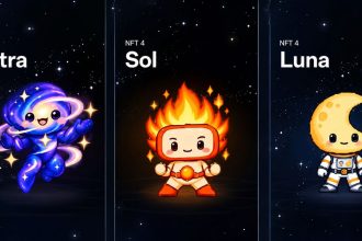 GPT-6 Astra, Sol and Luna characters against a star-filled space background