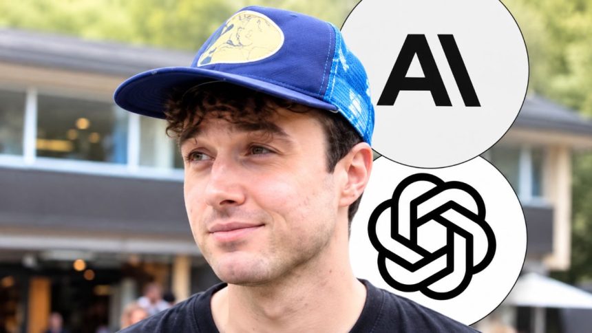 Jacob Coxon pictured in an editorial image highlighting his connection to artificial intelligence and OpenAI.