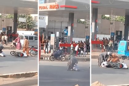 Bystanders intervene during a robbery attempt in Karachi