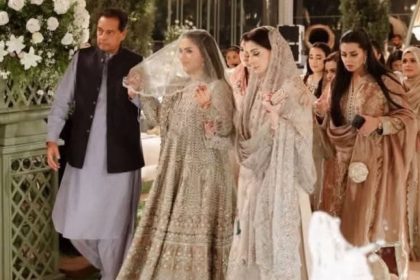 Maryam Nawaz and Captain Safdar with their daughter Mahnoor Safdar at her Nikah ceremony.