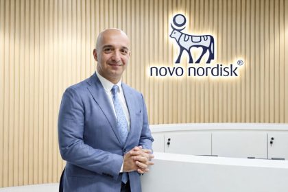 Novo Nordisk Chief Executive Maziar Mike Doustdar posing at a company office