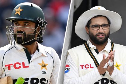 Pakistani cricketers Mohammad Rizwan and Imam-ul-Haq pictured during a cricket match.