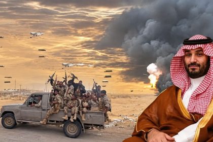 Mohammed bin Salman and Houthi fighters amid the Yemen conflict.