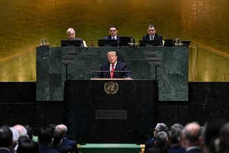 U.S. President Donald Trump speaking at the United Nations General Assembly
