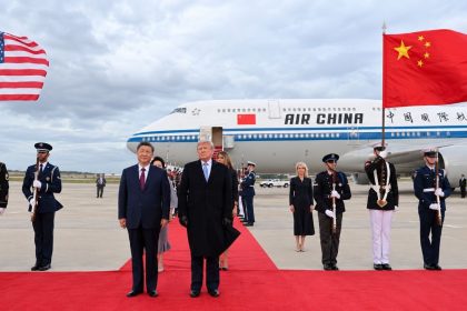 Donald Trump greets Xi Jinping at Joint Base Andrews