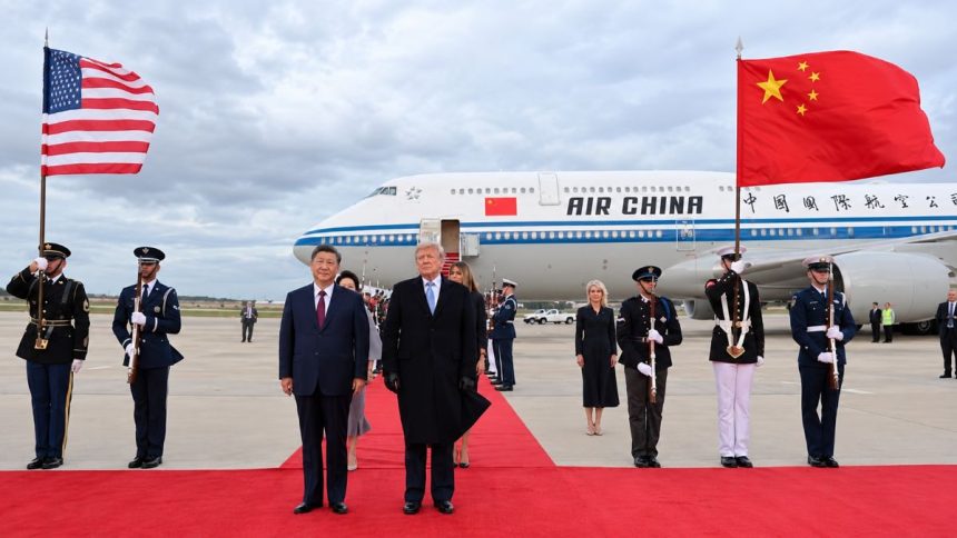 Donald Trump greets Xi Jinping at Joint Base Andrews
