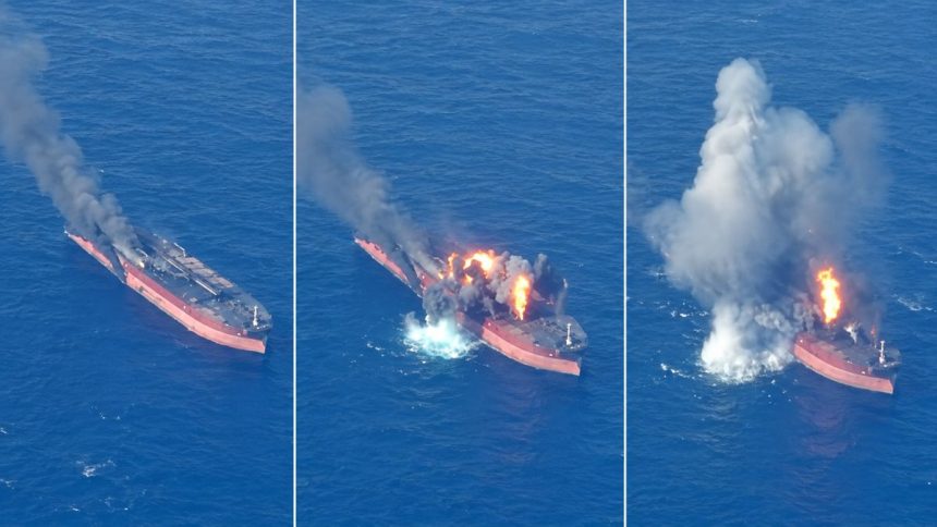 Unclassified footage of Iranian tankers following reported US strikes