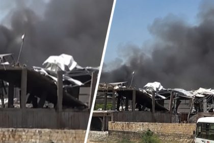 Aftermath of an airstrike at Mawiya junction in Yemen’s Taiz province