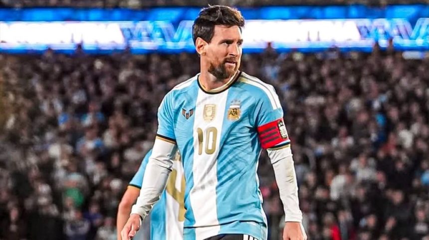 Lionel Messi wearing Argentina’s No. 10 jersey during his final international match against Benin.